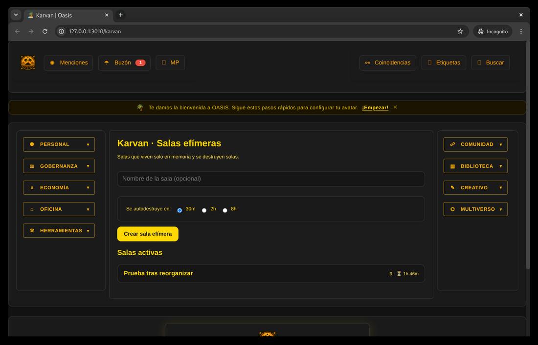 Karvan · Ephemeral rooms