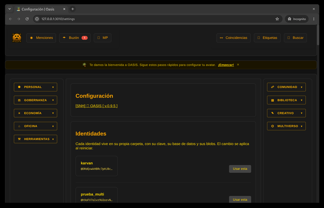 Selector de identidades