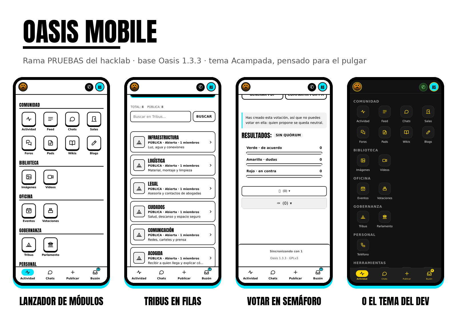 Oasis Mobile: lanzador, filtros y barra de atajos