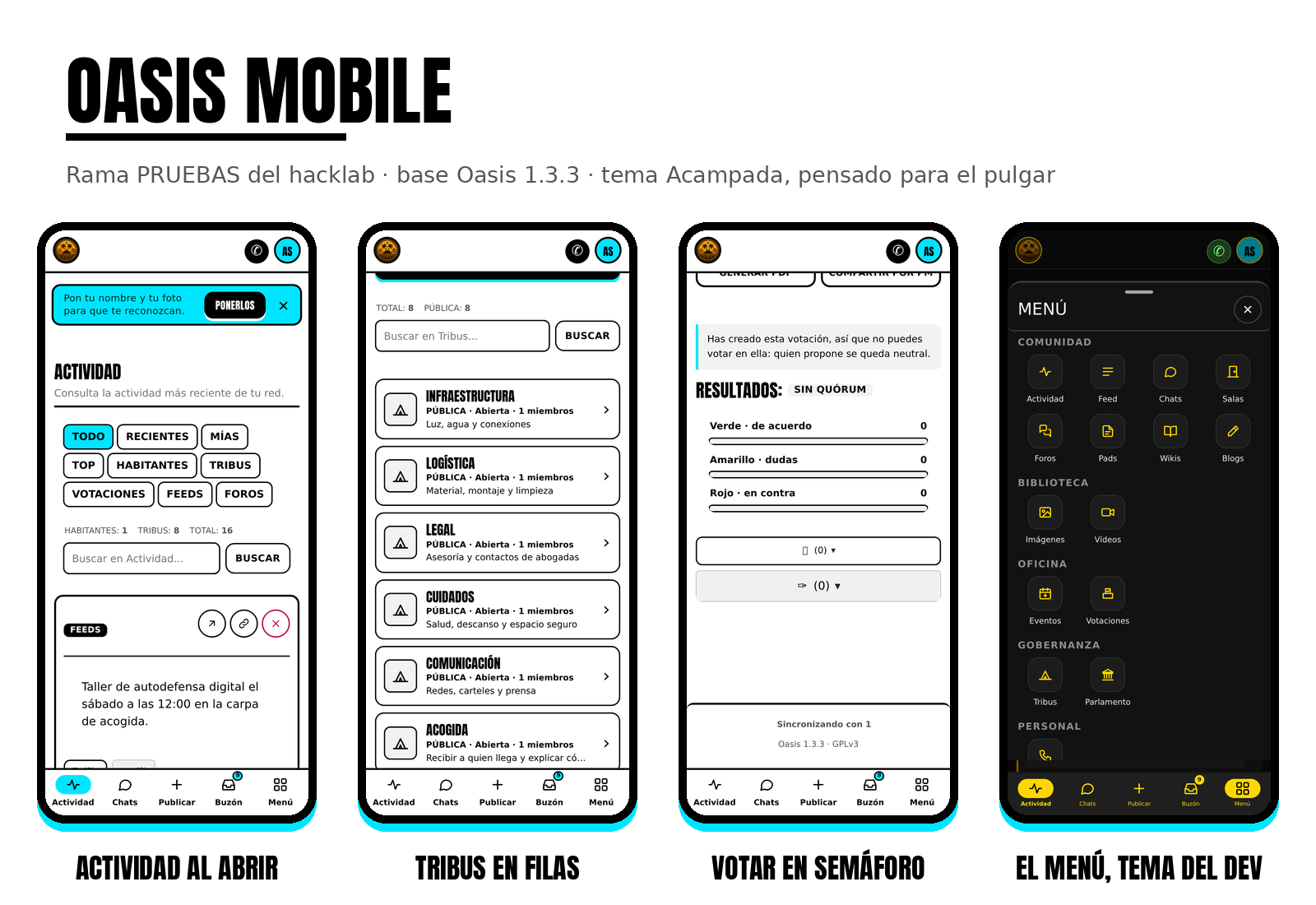 Oasis Mobile: lanzador, filtros y barra de atajos