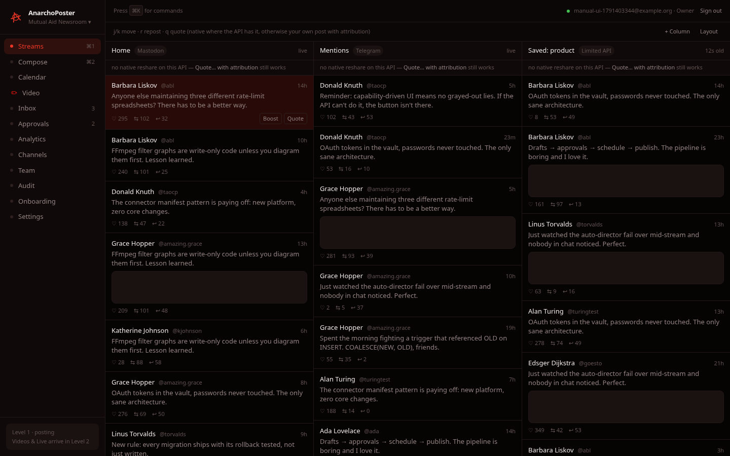Desktop shell with Streams